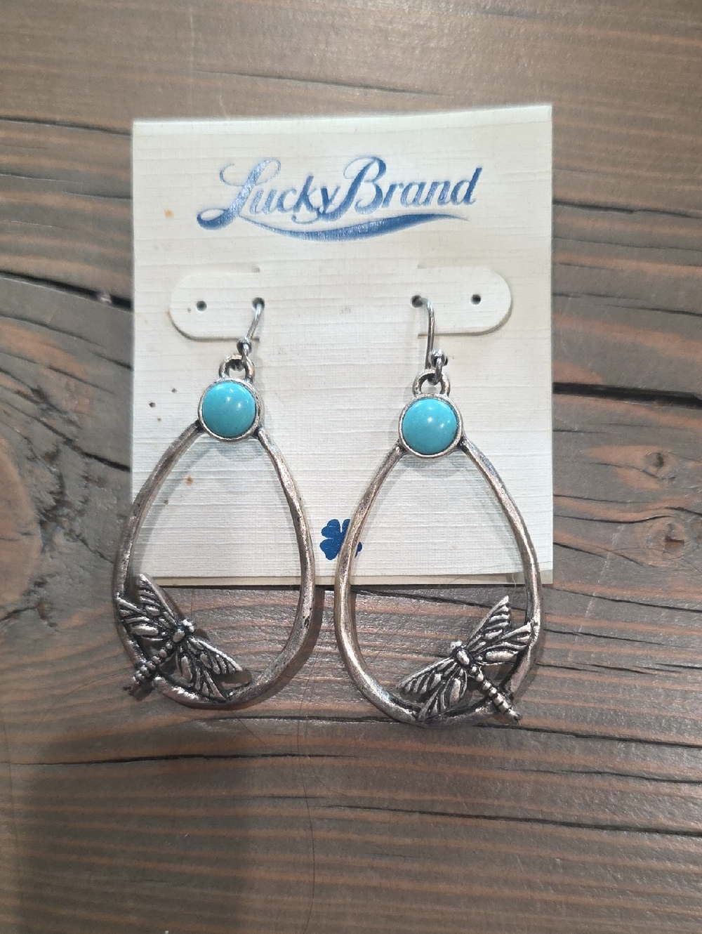 Lucky Brand Turquoise Dragonfly Drop Earrings